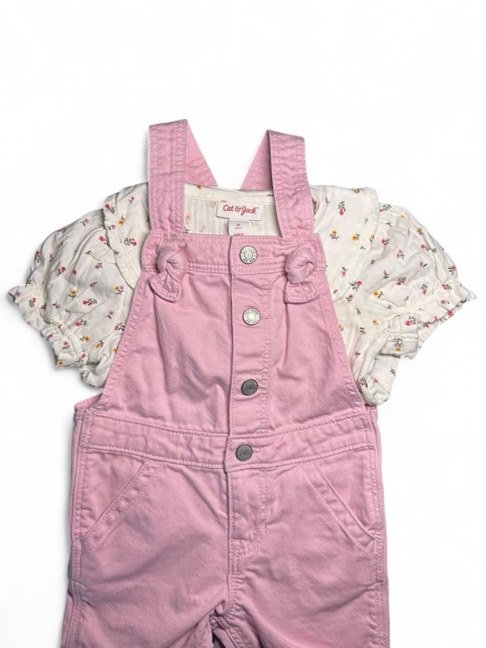 Gap pink denim overalls outfit